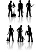 Construction workers silhouettes with different tools Construction workers silhouettes with different tools