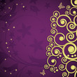Magic floral background with golden curles.