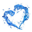 Heart from water splash with bubbles isolated on white