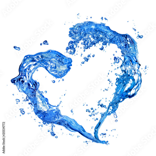 Photo: Heart from water splash with bubbles isolated on white Heart from water splash with bubbles isolated on white