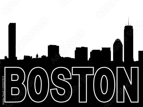 new york skyline silhouette. Boston skyline black