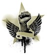 Vector emblem with winged fist