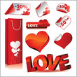 Vector icon set - love, stickers, bag