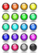 Set of glass buttons in silver rims