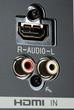 Close up view of the HDMI panel focus on the HDMI jack