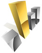 Vector: 3D graph steel bars with golden one. 3D graph steel bars with golden one.