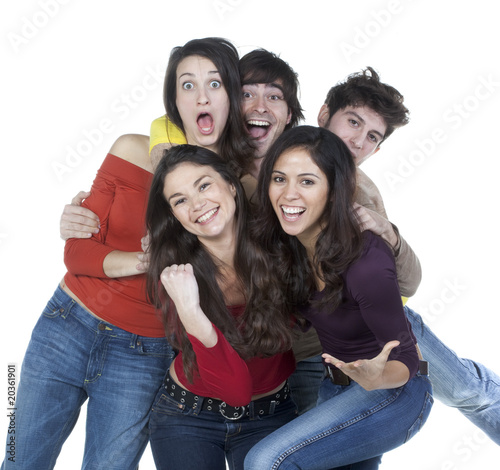 Photo: groupe de cinq jeunes amis plaisir vie groupe de cinq jeunes amis plaisir vie