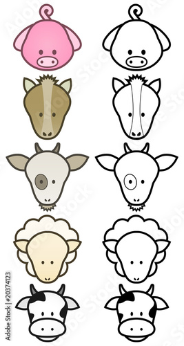 Vector: Vector illustration set of different cartoon farm animals. Vector illustration set of different cartoon farm animals.