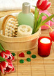 spa composition of accessories to a bath and tulips spa composition of accessories to a bath and tulips