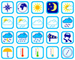 Collection of colour icons about weather of 591x591 pixels