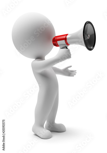 Illustration: 3d small people - megaphone 3d small people - megaphone