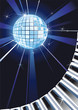 Retro Music Background with Shiny Disco Ball and Piano keys. Retro Music Background with Shiny Disco Ball and Piano keys.