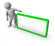 3d man with green blank frame 3d man with green blank frame