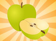 Apple whole and half illustration