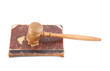 Judge's gavel and very old legal book isolated
