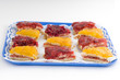 delicious cake pieces served on a tray