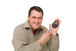 happy man with the key and lock