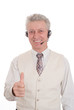 businessman reaching out on a white background