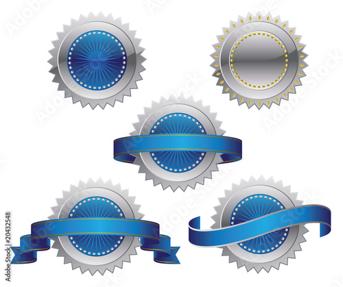 Vector: Silver Blue Medallions Silver Blue Medallions
