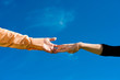 Hands in a sky close-up