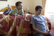 Adorable little boys watching TV