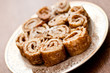 Rolled and cut pancakes Rolled and cut pancakes