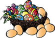 cesto con le uova di pasqua