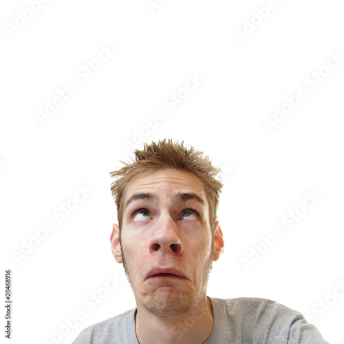 Photo: Afraid scared isolated on white Afraid scared isolated on white