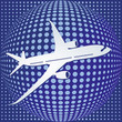 Flugzeug auf blauer Kugel