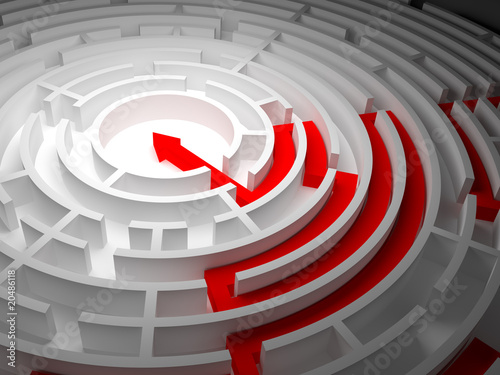 Illustration: Round labyrinth on a white background Round labyrinth on a white background