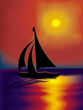 Yacht silhouette on a decline Yacht silhouette on a decline