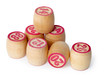 Wooden kegs for bingo on white background Wooden kegs for bingo on white background