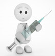 a cute 3d doctor with a syringe (happyman series)