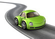 Green micromachine on the road Green micromachine on the road