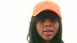Black woman with an orange cap Black woman with an orange cap