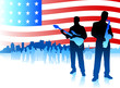 Music band on Patriotic American Flag background Music band on Patriotic American Flag background