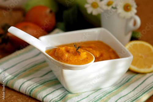 Photo: a spoonful of vegetable puree a spoonful of vegetable puree