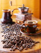 Still life with coffee beans, and accessories