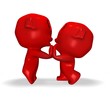 caricature of man and woman kissing