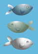 série de poissons sur fond bleu