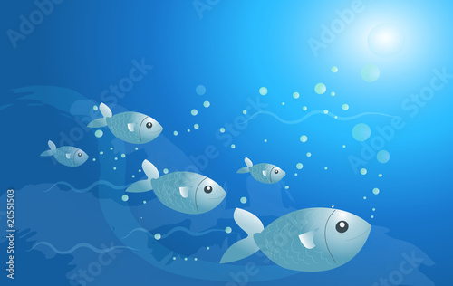 Banc de poissons bleus
