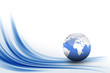 blue abstract design waves with the earth 2