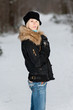 Schneebild Model im Schnee