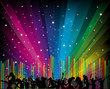 Cool vector illustration with dancers and equalizer on rainbow Cool vector illustration with dancers and equalizer on rainbow