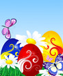 Easter eggs on the lawn