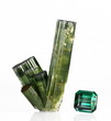 Verdelite tourmaline crystals and 32ct gemstone