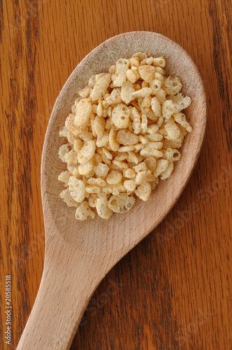 Photo: Crispy Rice Cereal on Wooden Spoon Crispy Rice Cereal on Wooden Spoon
