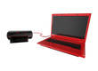 Red laptop connect to printer 3d model