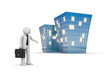 Businessman invites to new office building
