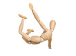 wooden figure mannequin falling down isolated on white wooden figure mannequin falling down isolated on white